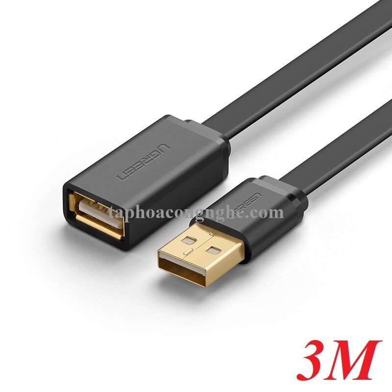 Ugreen 10890 3M màu Đen Cáp tín hiệu nối dài USB 2.0 lõi thuần đồng dáng dẹt US103 30010890